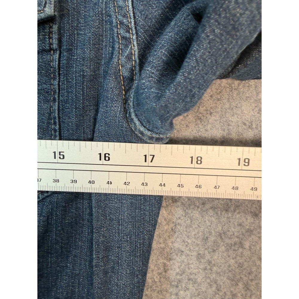 Wrangler Mens Blue‎ Denim Western Snap Shirt Small Pearl Snap Cowboy Long Slv - Picture 7 of 9